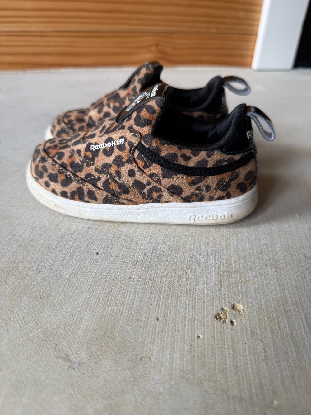 Reebok Kids Leopard Slip-On Sneakers in Brown and Black